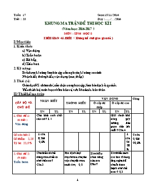 Đề thi học kì I Sinh học lớp 8 (Có đáp án) - Năm học 2016-2017 - Trường THCS Tú Điềm
